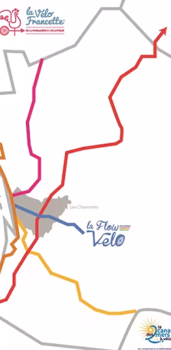 Carte des itinéraires connectés à La Flow Vélo