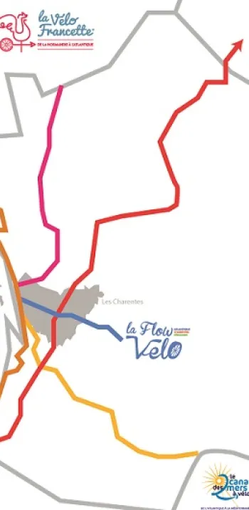 Carte des itinéraires connectés à La Flow Vélo