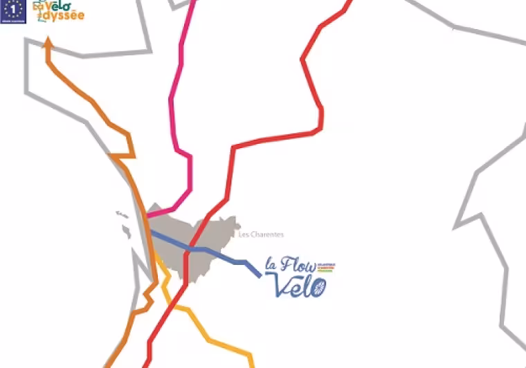 Carte des itinéraires connectés à La Flow Vélo
