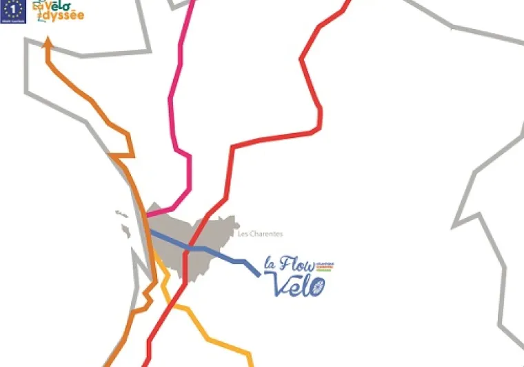 Carte des itinéraires connectés à La Flow Vélo